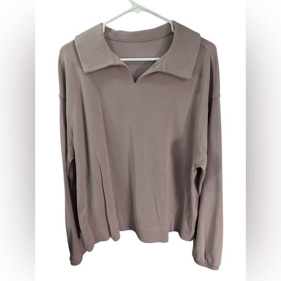lululemon athletica Tops - lululemon athletica Open-Collar Long Sleeve Oversized Taupe Sweatshirt | Size M